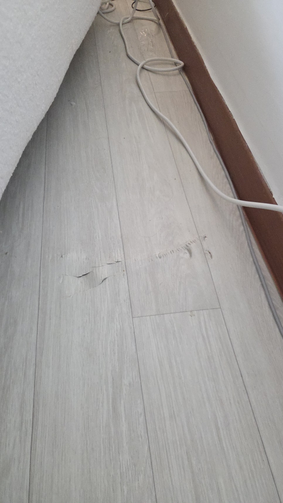 장판찢어짐 부분수리, 소파 다리에 걸려 찢긴 바닥 장판 수선 작업 전